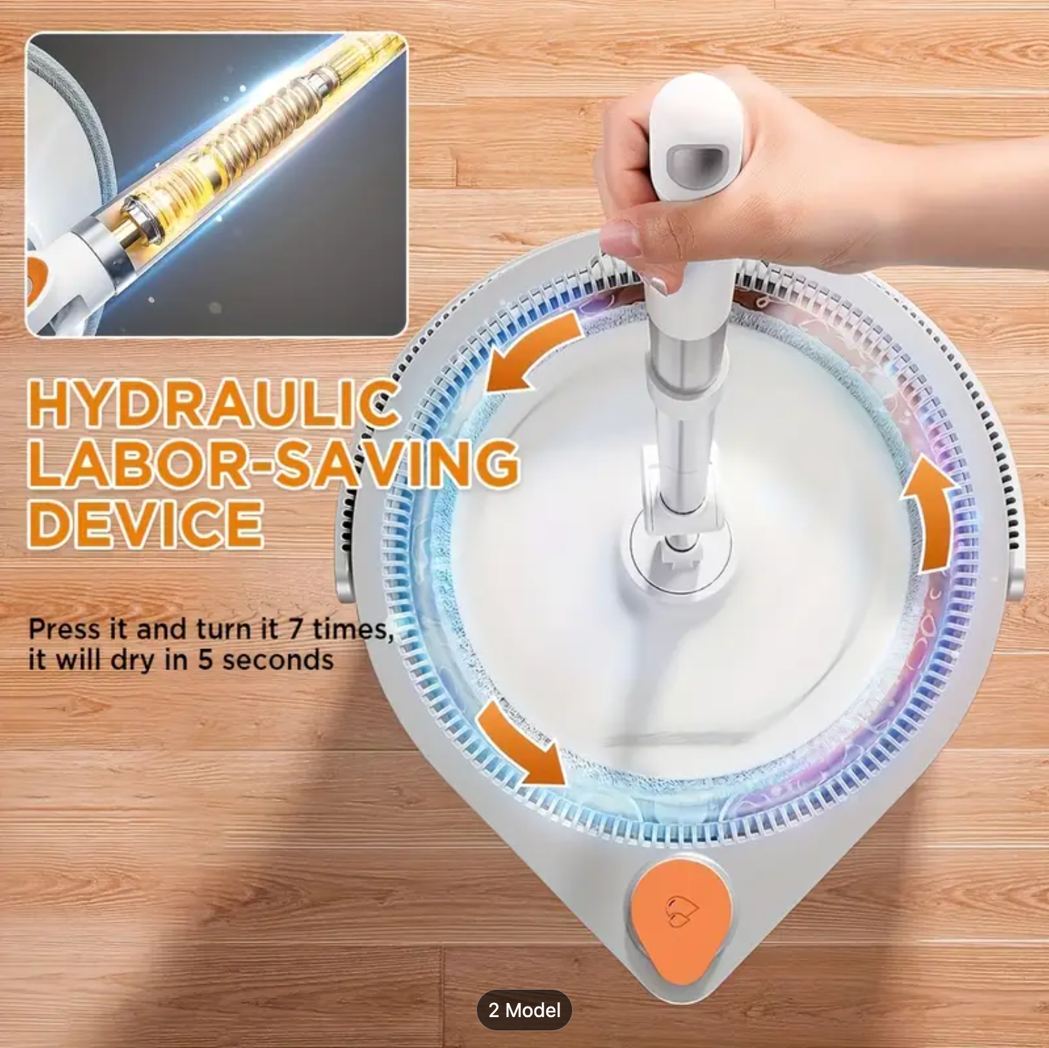 Serpillière Rotative &amp; Seau — Double Compartiment, 360°, Utilisation Humide &amp