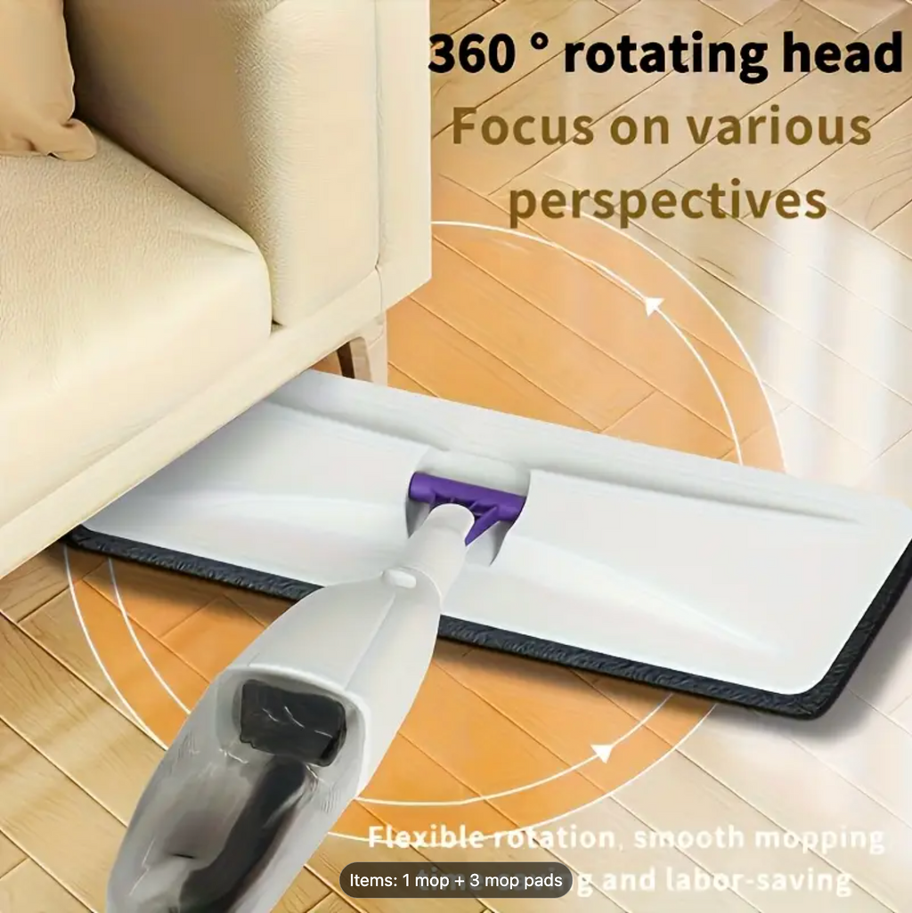 Serpillière Spray Portable — Tête Flexible 360°, Nettoyage Sec &amp; Humide